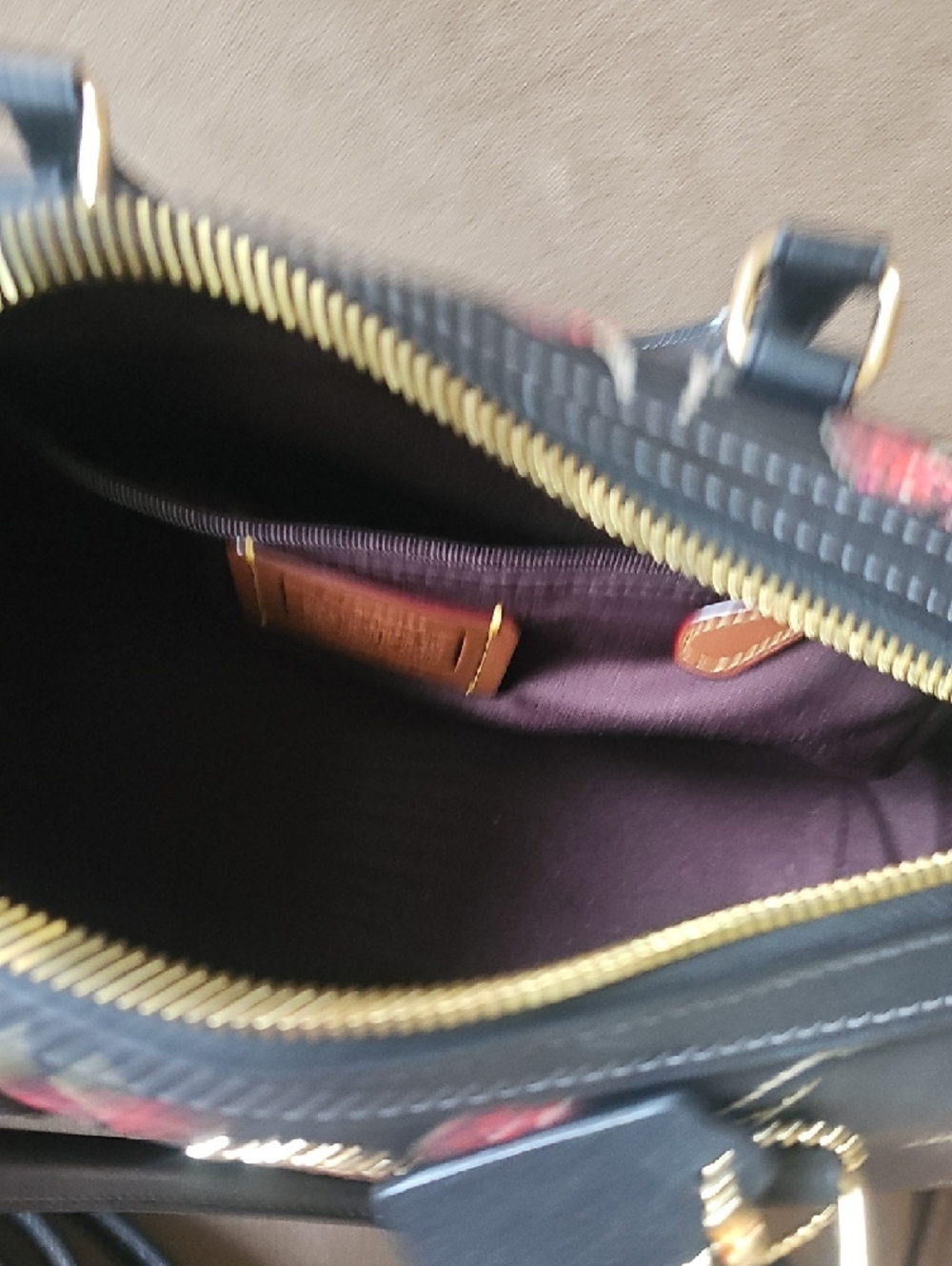 Coach Black Leather Satchel with Pink Cherry Embroidery - Picture 6 of 6